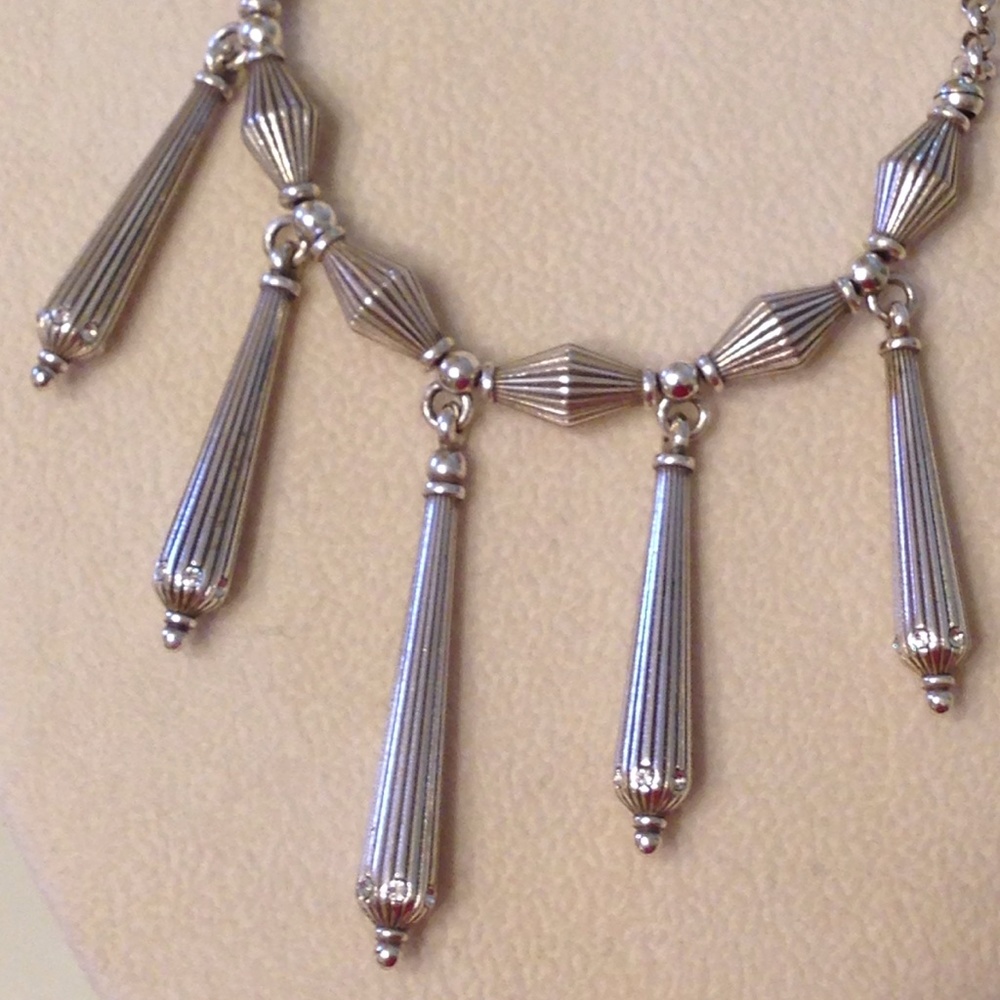 Brighton silver 5 dangle bead crystal necklace